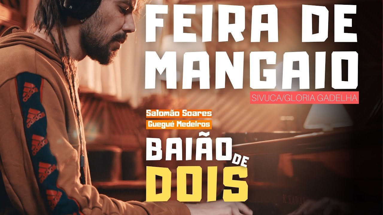 Salomão Soares ao piano e Guegué Medeiros na zabumba, na gravação de Feira de Mangaio