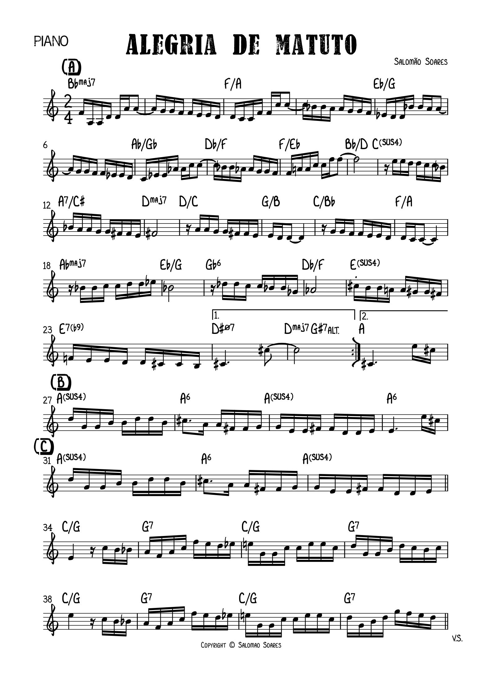 Preview of the Alegria de Matuto score