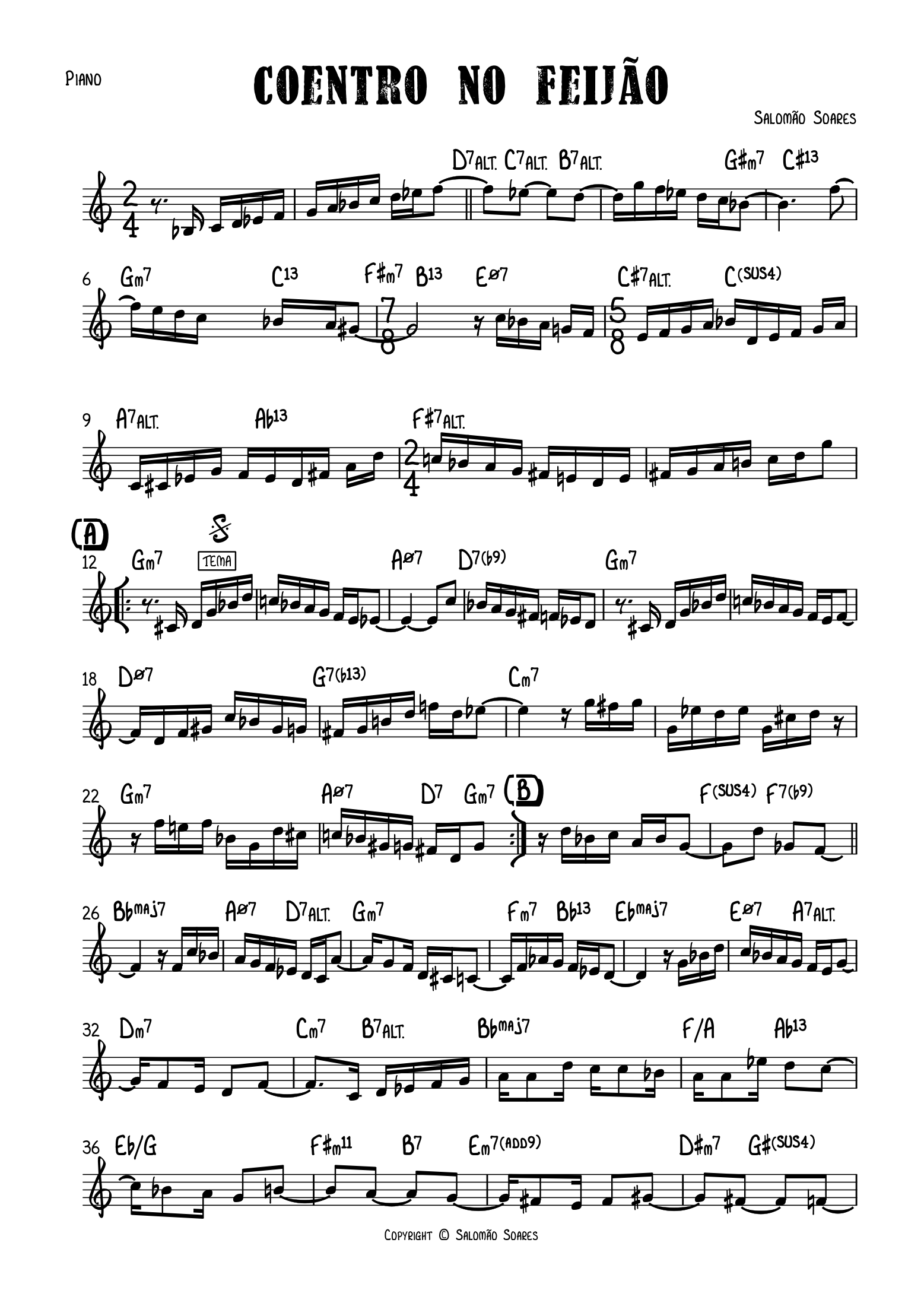 Preview of the Coentro no Feijão score